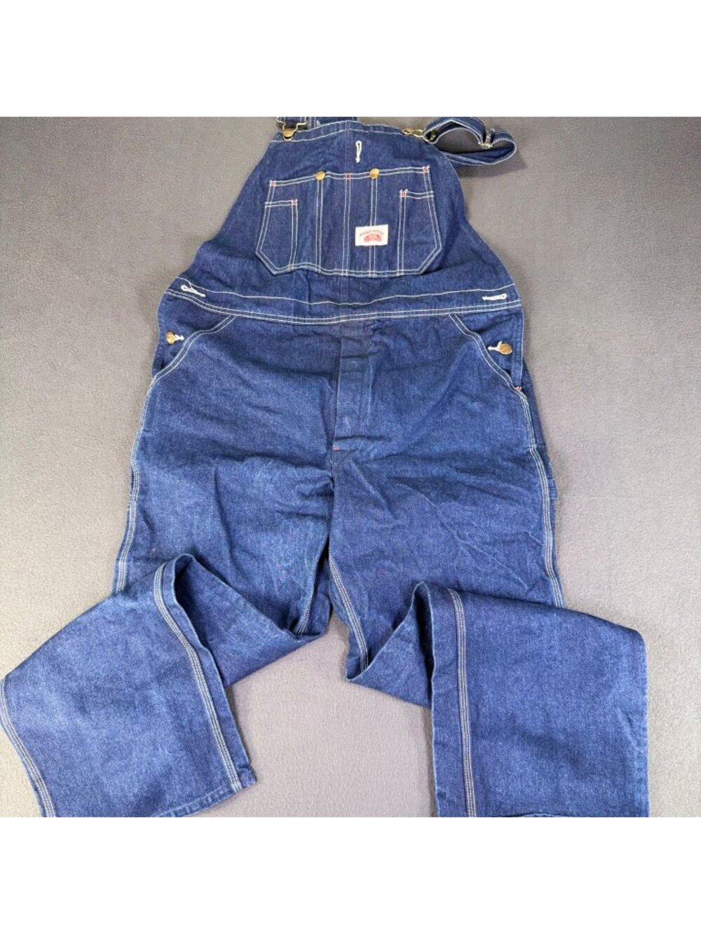 Round House 966 Denim Bib Overalls Men's Dark Wash Workwear  EUC